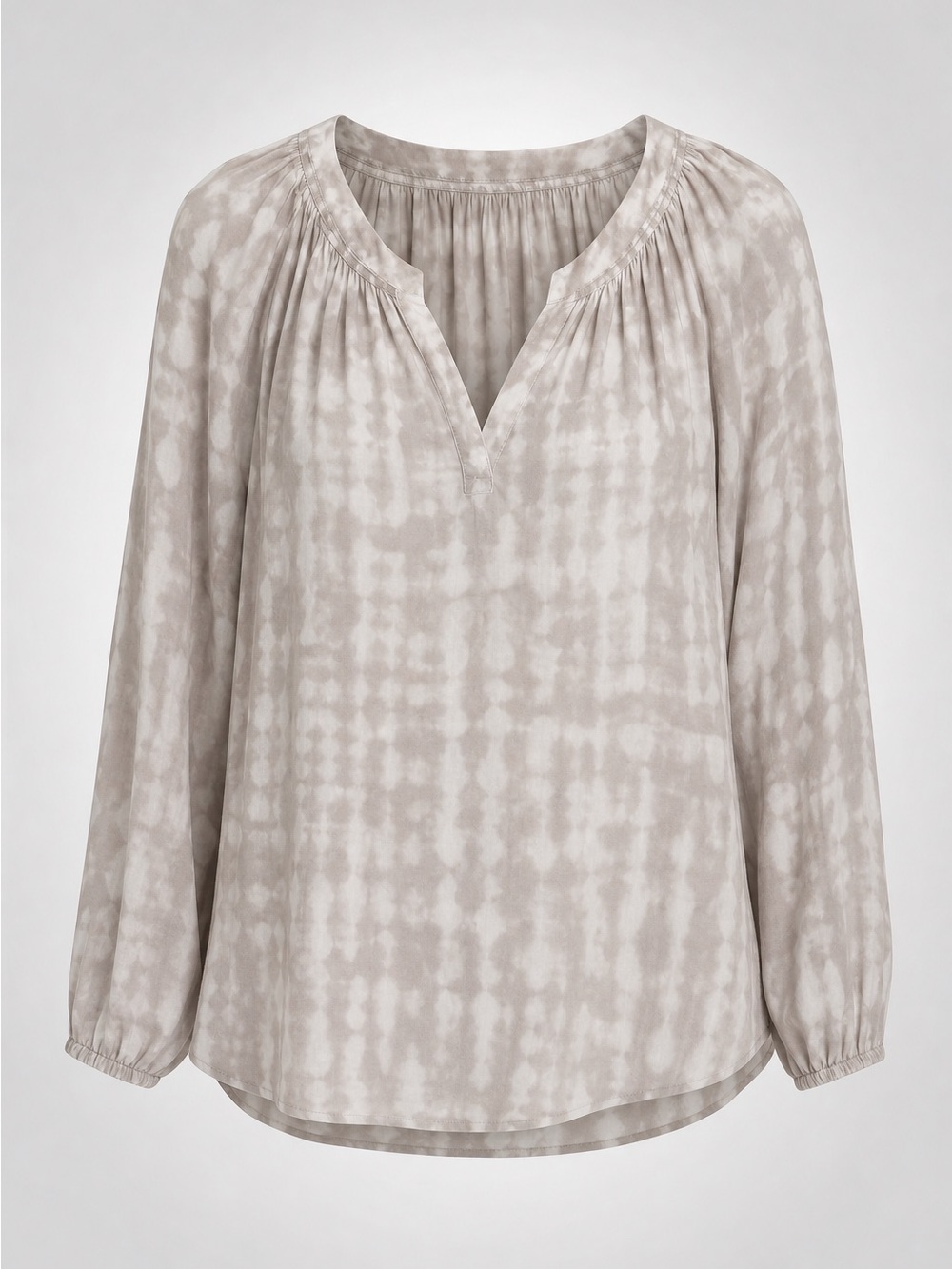 Joie Taupe Tie-Dye V-Neck Peasant Blouse